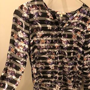 floral and stripes blouse